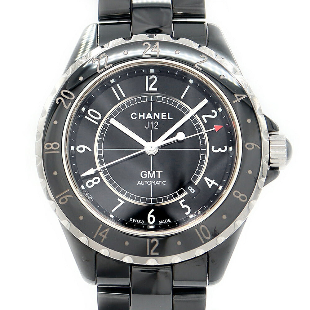 内部点検済 CHANEL シャネル J12 GMT H2012 42mm 100ｍ防水 デイト 黒 ブラック SS ステンレス セラミック メンズ 自動巻き【6ヶ月保証】【腕時計】【中古】
