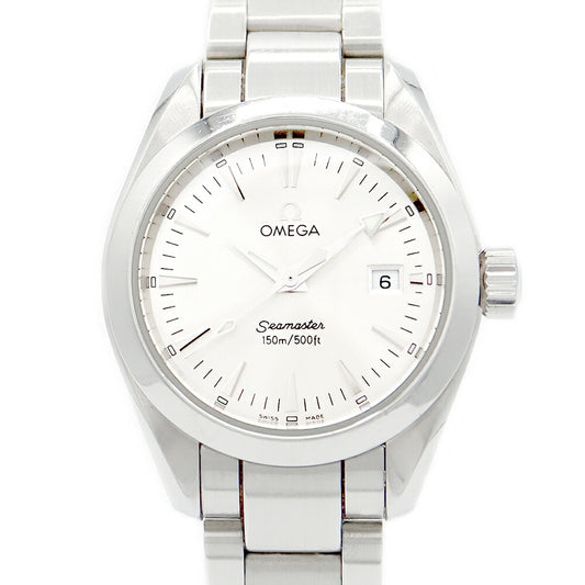 電池交換済 OMEGA オメガ シーマスター アクアテラ 2577.30 デイト シルバー SS ステンレス レディース クォーツ【6ヶ月保証】【腕時計】【中古】