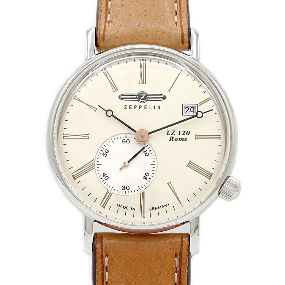 Battery replacement Zeppelin Zeppelin LZ120 ROME 7135-5N Date Small Second ivory SS Stainless Steel Genuine Belt Men's Quartz [6 months warranty] [Watch] [Used]
