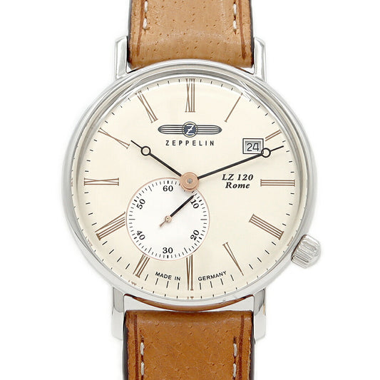 Battery replacement Zeppelin Zeppelin LZ120 ROME 7135-5N Date Small Second ivory SS Stainless Steel Genuine Belt Men's Quartz [6 months warranty] [Watch] [Used]