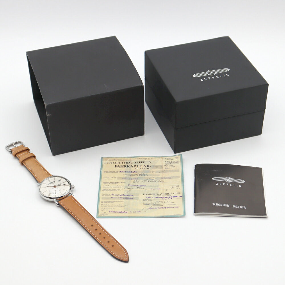 Battery replacement Zeppelin Zeppelin LZ120 ROME 7135-5N Date Small Second ivory SS Stainless Steel Genuine Belt Men's Quartz [6 months warranty] [Watch] [Used]