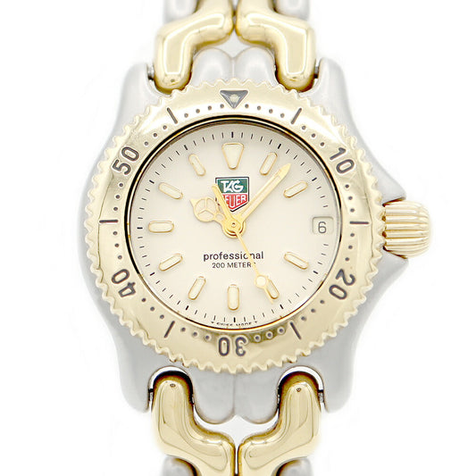 電池交換済 TAG Heuer タグホイヤー 2000シリーズ プロフェッショナル S95.708 200m防水 ベージュ YG イエローゴールド SS ステンレス コンビ レディース クォーツ【6ヶ月保証】【腕時計】【中古】