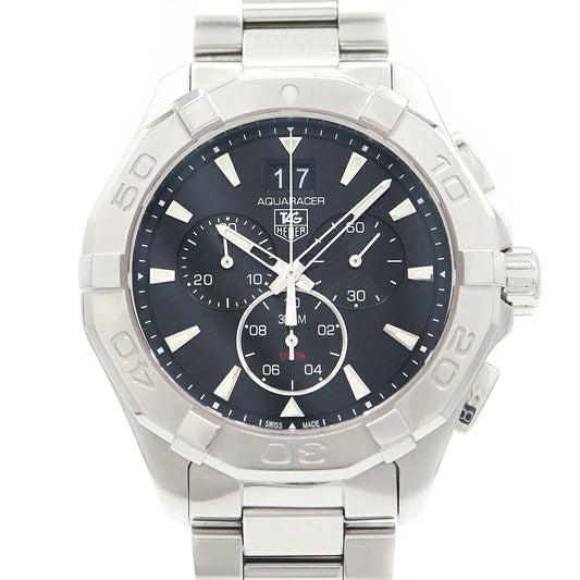 電池交換済 TAG Heuer タグホイヤー アクアレーサー クロノグラフ CAY1110 BA0927 ビッグデイト 300m防水 黒 ブラック SS ステンレス メンズ クォーツ【6ヶ月保証】【腕時計】【中古】