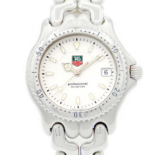 電池交換済 TAG Heuer タグホイヤー 2000シリーズ プロフェッショナル WG1212-KO デイト 白 ホワイト SS ステンレス メンズ クォーツ【6ヶ月保証】【腕時計】【中古】