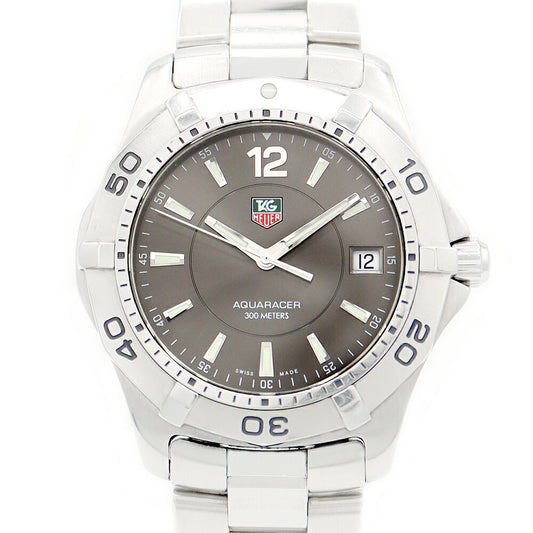 電池交換済 TAG Heuer タグホイヤー アクアレーサー WAF111E BA0801 デイト 300m防水 グレー SS ステンレス メンズ クォーツ【6ヶ月保証】【腕時計】【中古】
