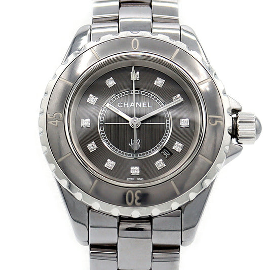 Battery replacement CHANEL Chanel J12 Chromatic 33mm H3241 Date genuine diamond 12P diamond gray titanium ceramic ladies quartz [6 months warranty] [Watch] [used]