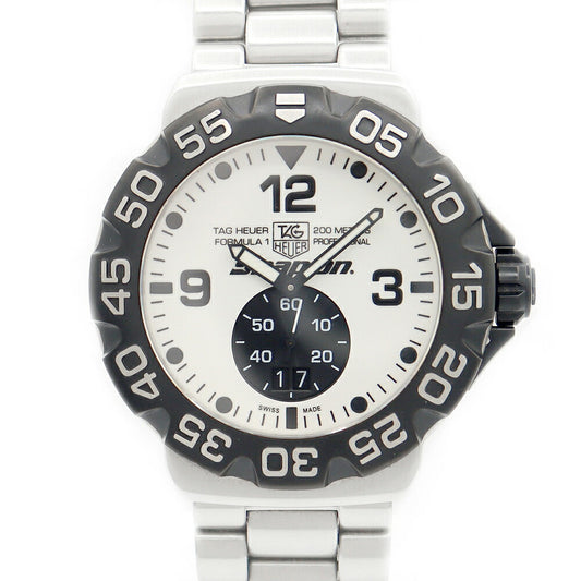 電池交換済 TAG Heuer タグホイヤー フォーミュラ1 SNAP-ON スナップオン コラボ WAH1011 BA0854 ビッグデイト 白 ホワイト SS ステンレス メンズ クォーツ フォーミュラー1【6ヶ月保証】【腕時計】【中古】