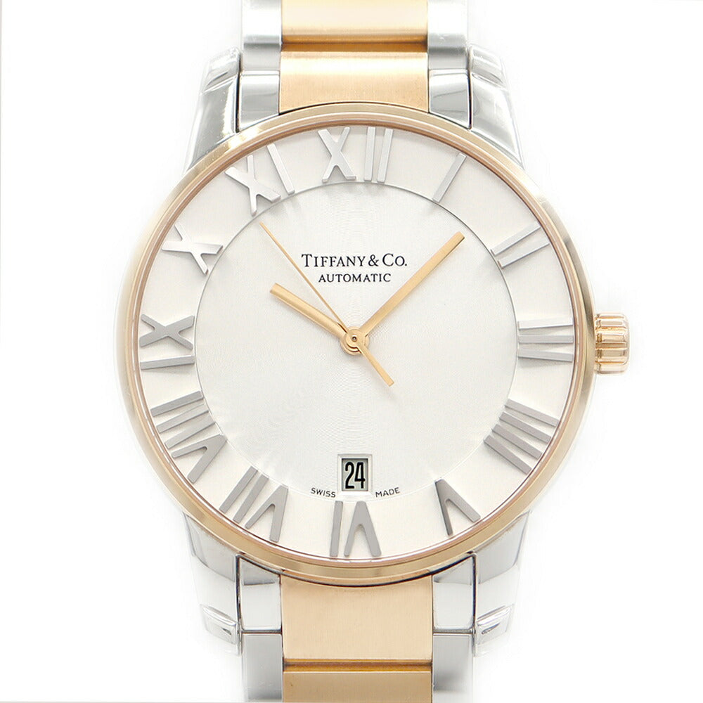 内部点検済 TIFFANY&Co. ティファニー アトラス ドーム Z1800.68.13A21A00A デイト SS ステンレス PG ピンクゴールド コンビ メンズ 自動巻き【6ヶ月保証】【腕時計】【中古】