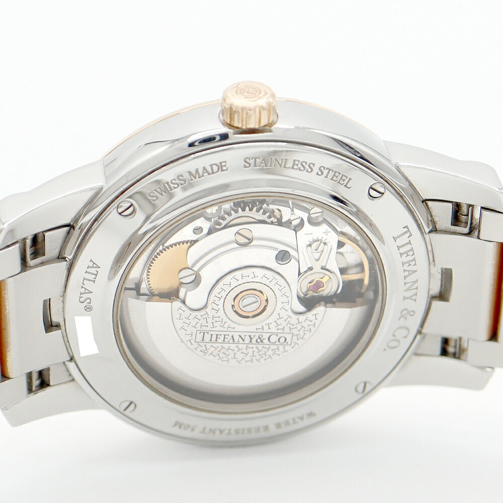 内部点検済 TIFFANY&Co. ティファニー アトラス ドーム Z1800.68.13A21A00A デイト SS ステンレス PG ピンクゴールド コンビ メンズ 自動巻き【6ヶ月保証】【腕時計】【中古】