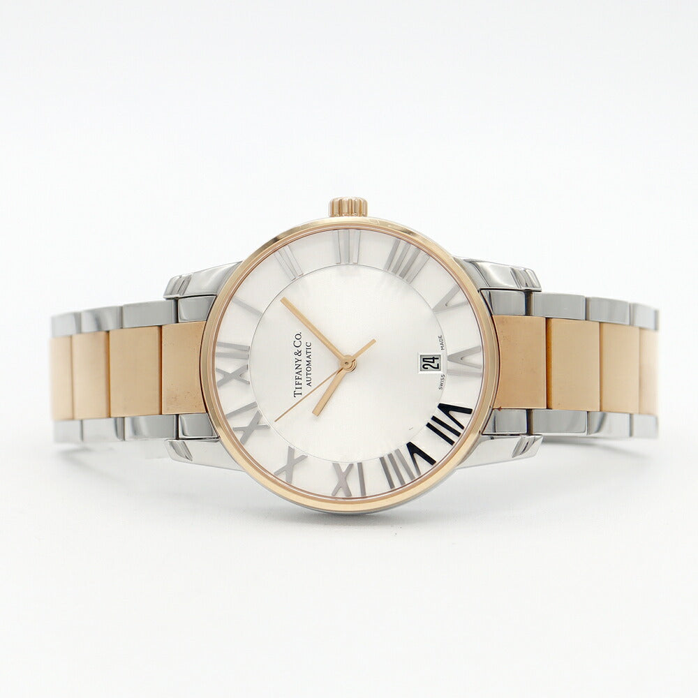 内部点検済 TIFFANY&Co. ティファニー アトラス ドーム Z1800.68.13A21A00A デイト SS ステンレス PG ピンクゴールド コンビ メンズ 自動巻き【6ヶ月保証】【腕時計】【中古】