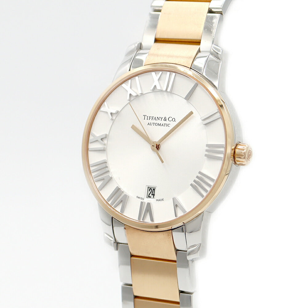 内部点検済 TIFFANY&Co. ティファニー アトラス ドーム Z1800.68.13A21A00A デイト SS ステンレス PG ピンクゴールド コンビ メンズ 自動巻き【6ヶ月保証】【腕時計】【中古】