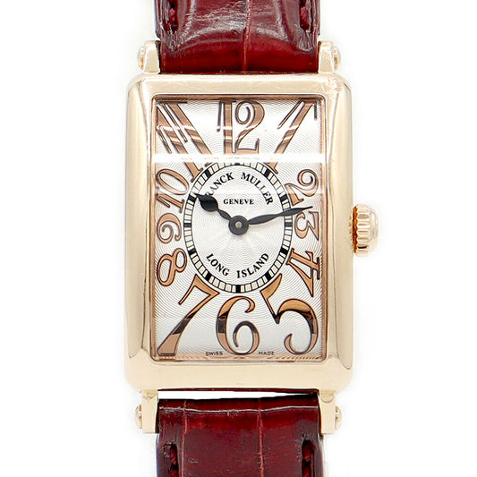 電池交換済 FRANCK MULLER フランクミュラー ロングアイランド 902QZREL シルバー ギョーシェ K18PG ピンクゴールド 金無垢 純正K18PG尾錠 レディース クォーツ 【6ヶ月保証】【中古】【腕時計】