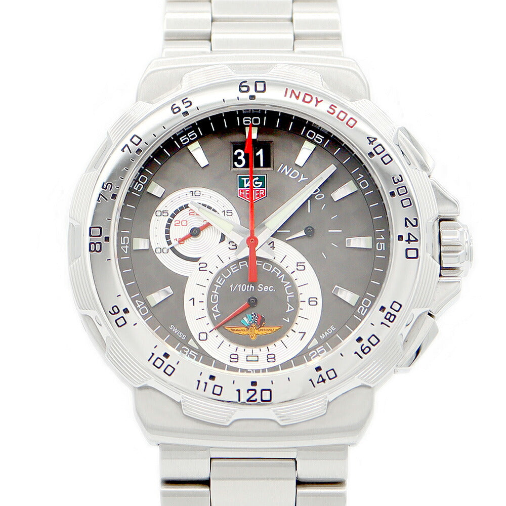 電池交換済 TAG Heuer タグホイヤー フォーミュラ1 インディ500 INDY500 クロノグラフ CAH101A BA0860 グランドデイト グレー SS ステンレス メンズ クォーツ【6ヶ月保証】【腕時計】【中古】