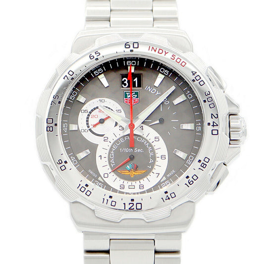 電池交換済 TAG Heuer タグホイヤー フォーミュラ1 インディ500 INDY500 クロノグラフ CAH101A BA0860 グランドデイト グレー SS ステンレス メンズ クォーツ【6ヶ月保証】【腕時計】【中古】