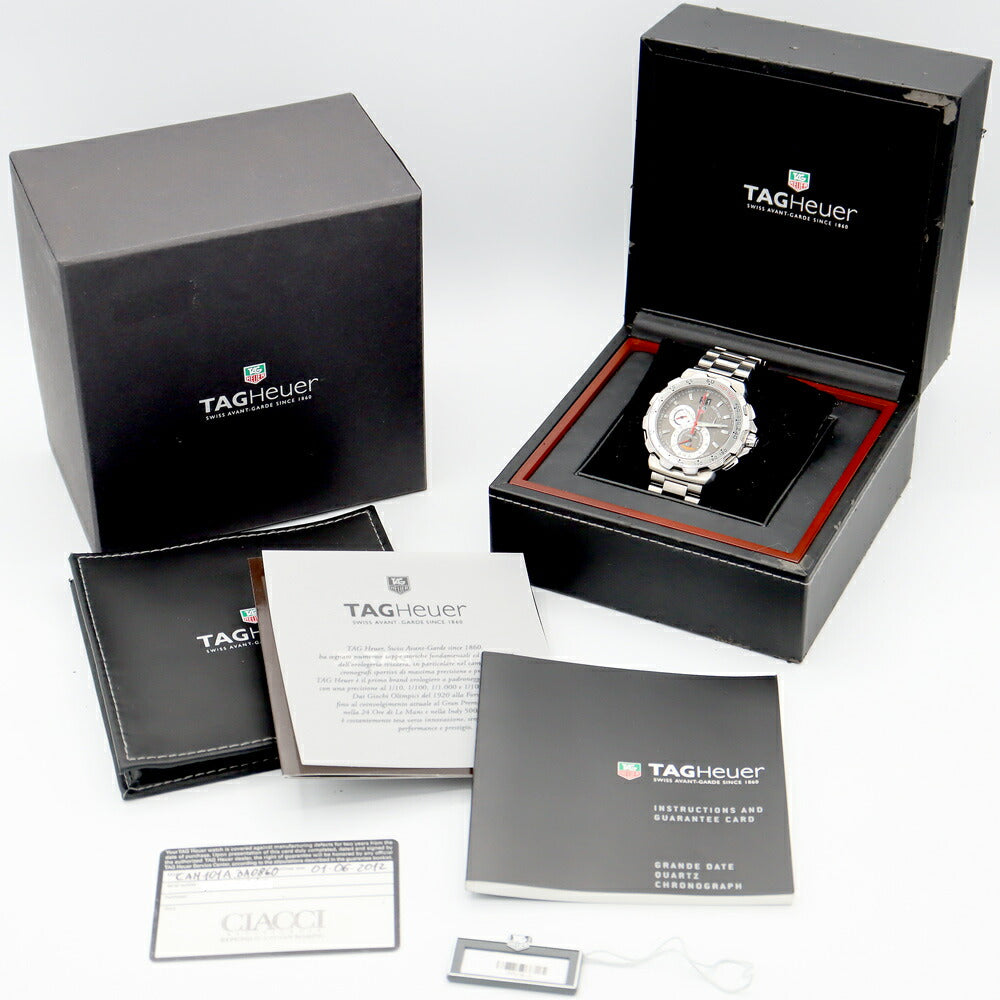 電池交換済 TAG Heuer タグホイヤー フォーミュラ1 インディ500 INDY500 クロノグラフ CAH101A BA0860 グランドデイト グレー SS ステンレス メンズ クォーツ【6ヶ月保証】【腕時計】【中古】