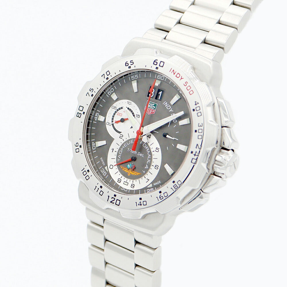 電池交換済 TAG Heuer タグホイヤー フォーミュラ1 インディ500 INDY500 クロノグラフ CAH101A BA0860 グランドデイト グレー SS ステンレス メンズ クォーツ【6ヶ月保証】【腕時計】【中古】