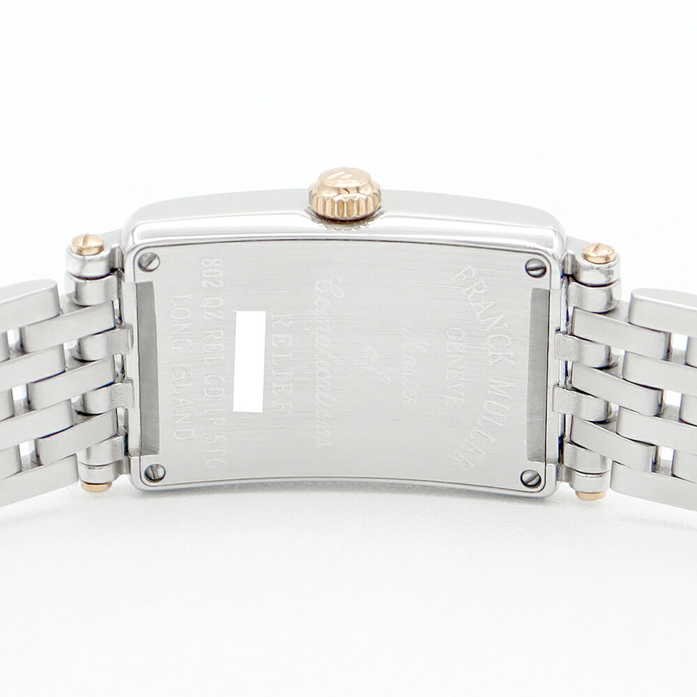電池交換済 FRANCK MULLER フランクミュラー ロングアイランド プティ レリーフ シングルパスティーユ  802 QZ REL CD 1P STG ダイヤモンド シルバー ギョーシェ レディース クォーツ 【6ヶ月保証】【中古】【腕時計】