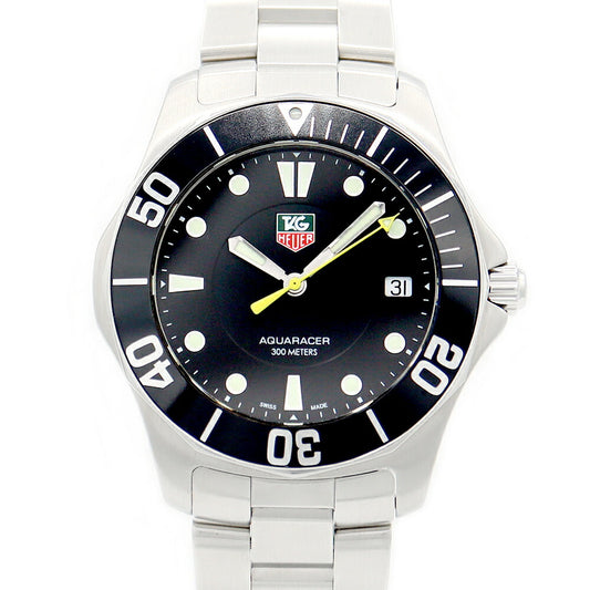電池交換済 TAG Heuer タグホイヤー アクアレーサー WAB1110 BA0800 デイト 300m防水 黒 ブラック SS ステンレス メンズ クォーツ【6ヶ月保証】【腕時計】【中古】