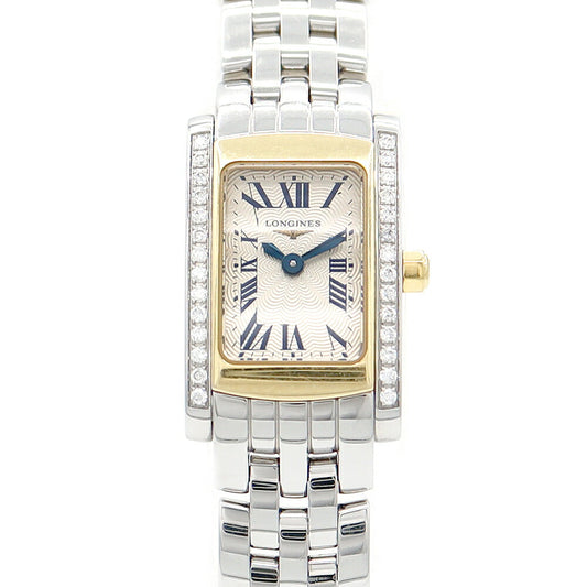 電池交換済 LONGINES ロンジン ドルチェビータ L5.158.5 純正ダイヤベゼル アイボリー SS ステンレス YG イエローゴールド レディース クォーツ【6ヶ月保証】【腕時計】【中古】