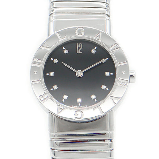 Battery replacement BVLGARI Bulgari Bulgari Bulgari Bulgari Tubogas BB262TS Genuine Diamond 11p Diamond Black Black SS Stainless Ladies Quartz [6 months warranty] [Watch] [Used]