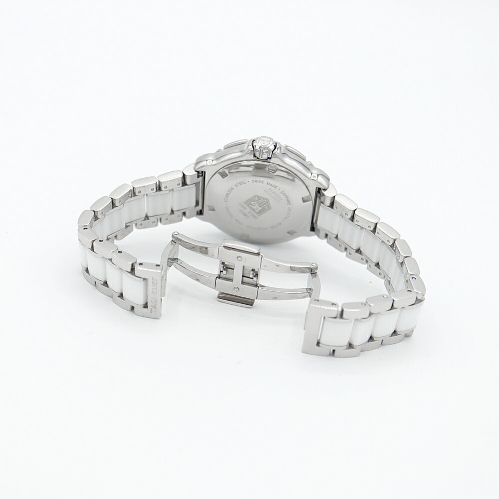 電池交換済 TAG Heuer タグホイヤー フォーミュラ1 WAH121D BA0861 純正ダイヤモンド ダイヤベゼル 10Pダイヤ デイト 白 ホワイト セラミック SS ステンレス レディース クォーツ フォーミュラワン【6ヶ月保証】【腕時計】【中古】