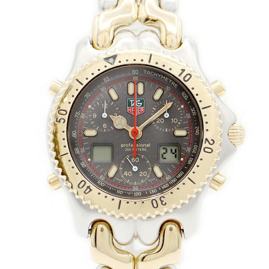電池交換済 TAG Heuer タグホイヤー S/el セルシリーズ セナモデル CG1122 デジアナ クロノグラフ デイト グレー SS ステンレス YGP イエローゴールド コンビ メンズ クォーツ【6ヶ月保証】【腕時計】【中古】