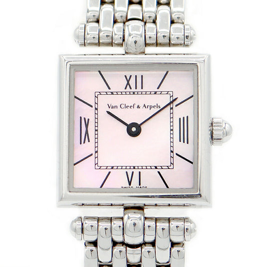 Battery replacement VANCLEEF & ARPELS Van Cleef & Arpel Classic Care Square 536942 PA49 Pink Shell SS Stainless Ladies Quartz [6 months Warranty] [Watch] [Used]