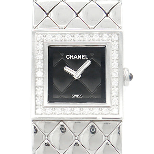 CHANEL Chanel Matrasse H0489 Genuine Diamond Diamond Besel Black Black SS Stainless Ladies Quartz [6 months warranty] [Watch] [Used]