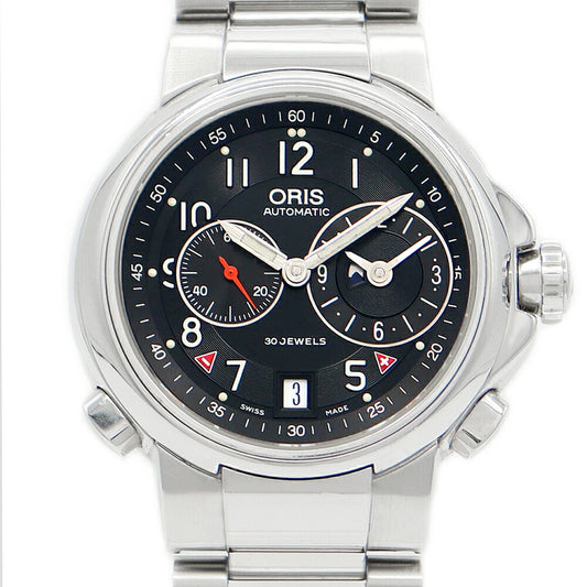 Internal point inspection ORIS Classic World Timer GMT 7494 Small second Back back Black Black SS Stainless Men Automatic Wind [6 months warranty] [Watch] [Used]