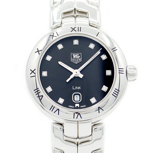 Battery replacement TAG HEUER Tag Hoislink WAT1410 Genuine Diamond 11P Diamond Date Black SS Stainless Ladies Quartz [6 months warranty] [Watch] [Used]