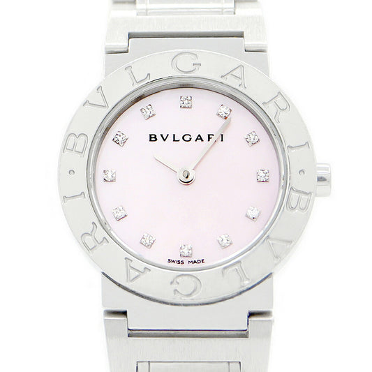 Burgari Bulgari Bulgari Bulgari Bulgari BB26SS Genuine diamond 12P diamond pink shell SS Stainless Ladies quartz [6 months warranty] [Watch] [Used]