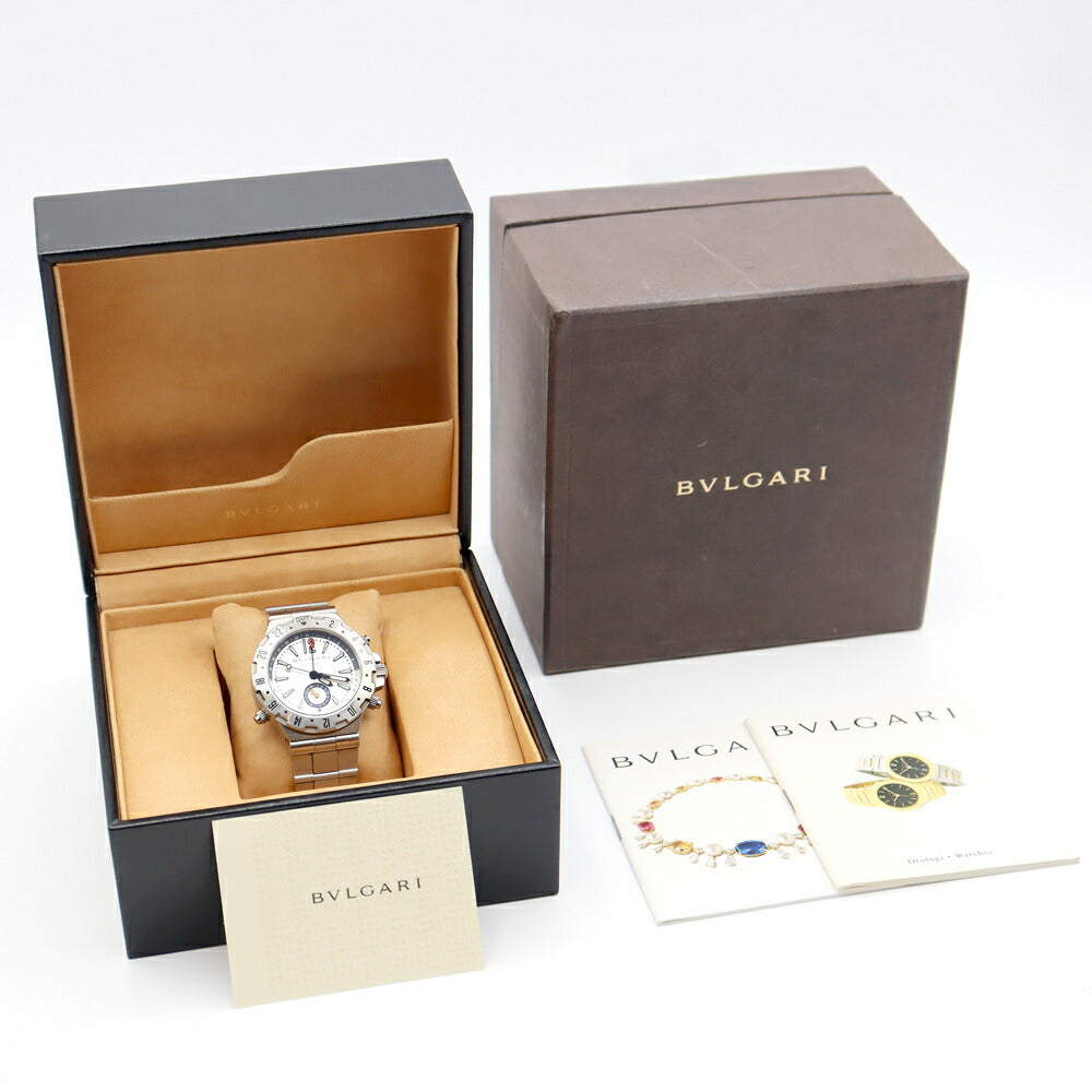 内部点検済 BVLGARI ブルガリ ディアゴノ プロフェッショナル GMT40S デイト シルバー SS ステンレス メンズ 自動巻き【6ヶ月保証】【腕時計】【中古】