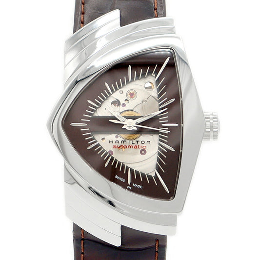 Inspector Hamilton Hamilton Ventura H245150 Skeleton tea Brown SS Stainless steel genuine belt genuine buckwheat men's automatic winding [6 months warranty] [Watch] [Used]