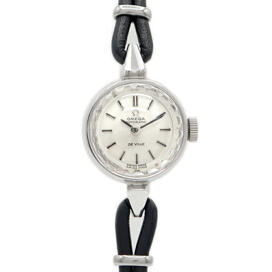 Rare product OMEGA Omega Deville Deville 551.005 Cal.661 24 Stone Cut Glass Silver SS Stainless Steel Genuine Tailed Ladies Automatic Wind Antique Vintage Devil [Watch] [Used]