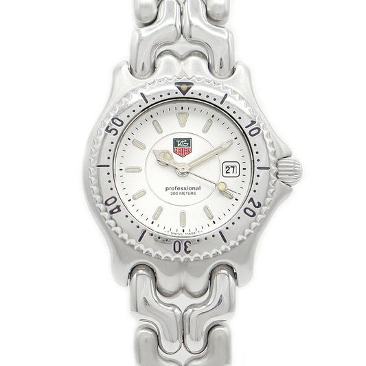 電池交換済 TAG Heuer タグホイヤー S/el セル プロフェッショナル WG1312 デイト 200m防水 ホワイト 白 SS ステンレス レディース クォーツ【6ヶ月保証】【腕時計】【中古】