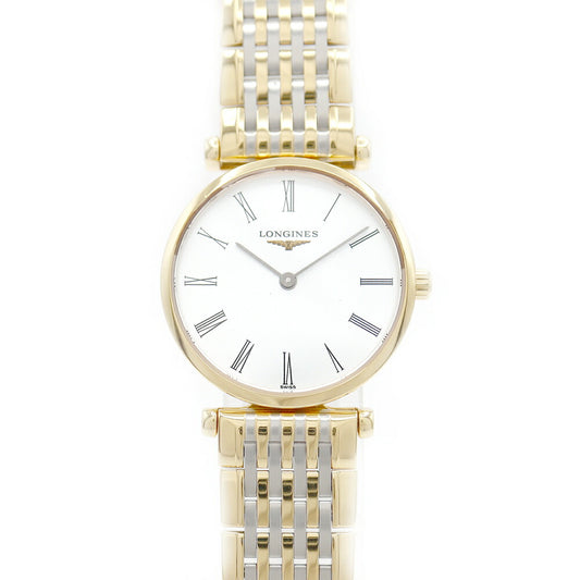 電池交換済 LONGINES ロンジン ラ グラン クラシック L4.209.2 117 白 ホワイト YG イエローゴールド SS ステンレス コンビ レディース クォーツ【6ヶ月保証】【腕時計】【中古】