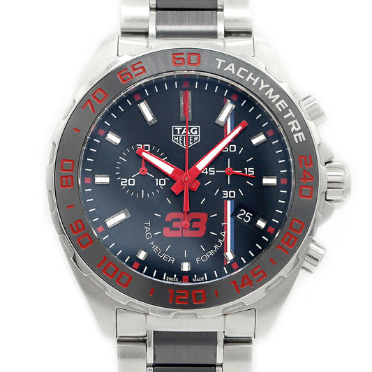 電池交換済 TAG Heuer タグホイヤー フォーミュラ1 マックス フェルスタッペン エディション レッドブルレーシング クロノグラフ CAZ101U BA0843 200m防水 デイト 黒 ブラック SS ステンレス セラミック メンズ クォーツ【6ヶ月保証】【腕時計】【中古】