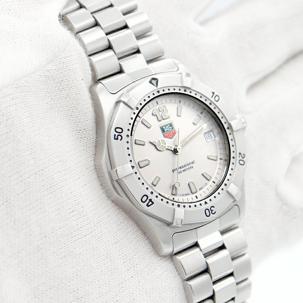 電池交換済 TAG Heuer タグホイヤー プロフェッショナル WK1112 デイト 200m防水 シルバー SS ステンレス メンズ クォーツ【6ヶ月保証】【腕時計】【中古】