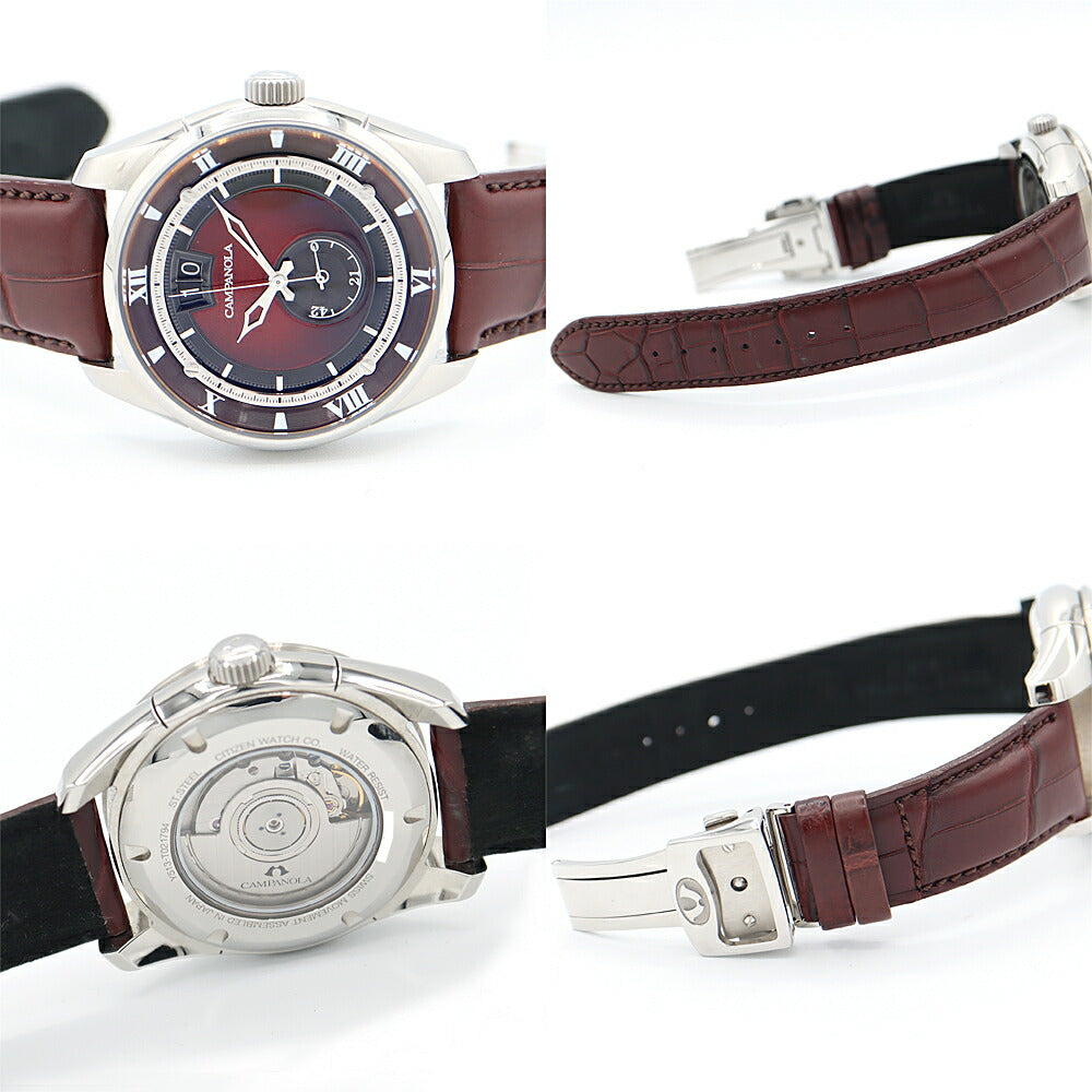 CITIZEN シチズン CAMPANOLA カンパノラ メカニカルコレクション 紅明 べにあけ Y513-T021794 NZ0000-07W 漆  赤茶 レッド ブラウン ボルドー SS ステンレス 純正ベルト 純正尾錠 メンズ  自動巻き【6ヶ月保証】【腕時計】【中古】