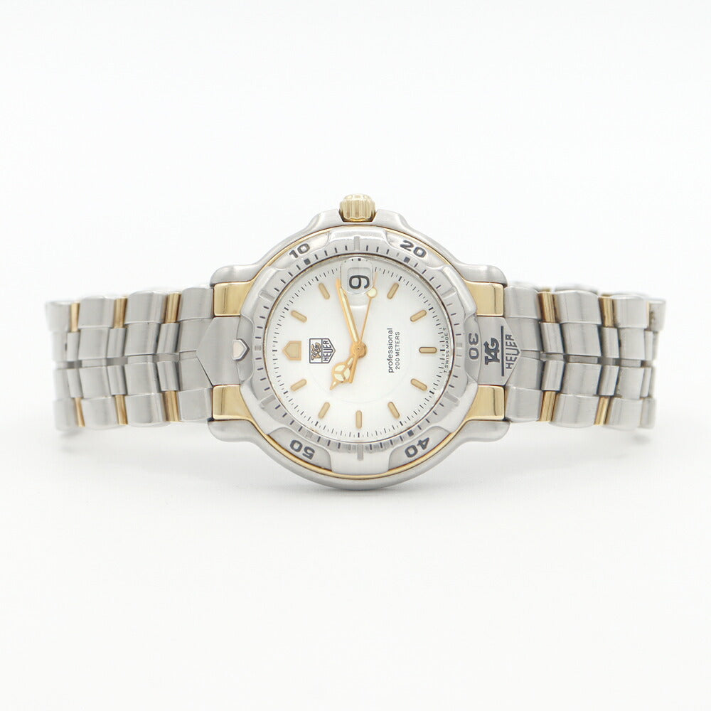 電池交換済 TAG Heuer タグホイヤー 6000シリーズ プロフェッショナル WH1251 デイト 200m防水 白 ホワイト コンビ SS ステンレス YG イエローゴールド メンズ クォーツ【6ヶ月保証】【腕時計】【中古】