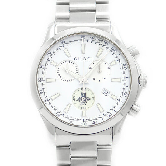 電池交換済 GUCCI グッチ G-Timeless Gタイムレス クロノグラフ 126.4 デイト 白 ホワイト SS ステンレス メンズ クォーツ【6ヶ月保証】【腕時計】【中古】