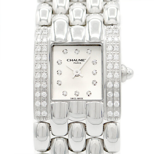 電池交換済 CHAUMET ショーメ ケイシス 純正ダイヤモンド 2重ダイヤベゼル 12Pダイヤ シルバー SS ステンレス レディース クォーツ【6ヶ月保証】【腕時計】【中古】