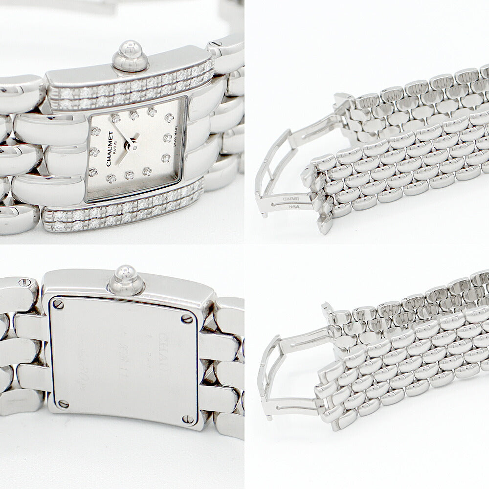 電池交換済 CHAUMET ショーメ ケイシス 純正ダイヤモンド 2重ダイヤベゼル 12Pダイヤ シルバー SS ステンレス レディース クォーツ【6ヶ月保証】【腕時計】【中古】