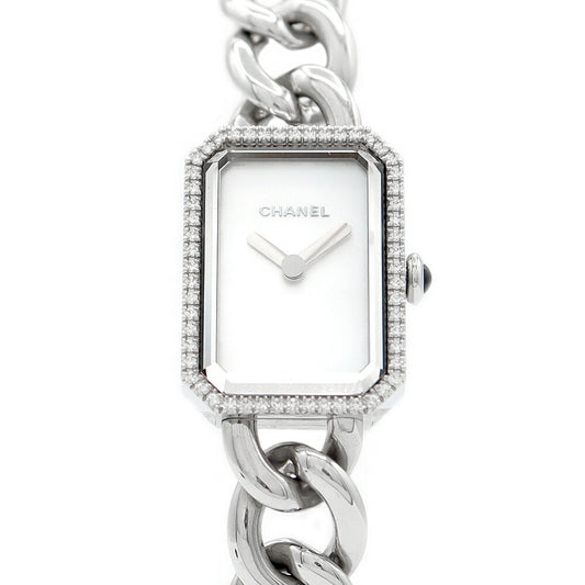電池交換済 CHANEL シャネル プルミエール H3253 純正ダイヤモンド ダイヤベゼル 白 ホワイト シェル SS ステンレス レディース クォーツ【6ヶ月保証】【腕時計】【中古】