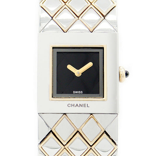 電池交換済 CHANEL シャネル マトラッセ H0475 黒 ブラック YG イエローゴールド SS ステンレス コンビ レディース クォーツ【6ヶ月保証】【腕時計】【中古】