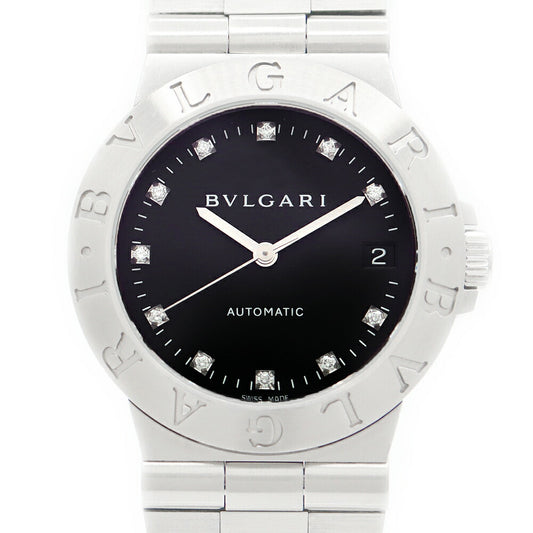 BVLGARI ブルガリ ディアゴノ スポーツ 11Pダイヤモンド LCV35S デイト 黒 ブラック SS ステンレス メンズ 自動巻き【6ヶ月保証】【腕時計】【中古】