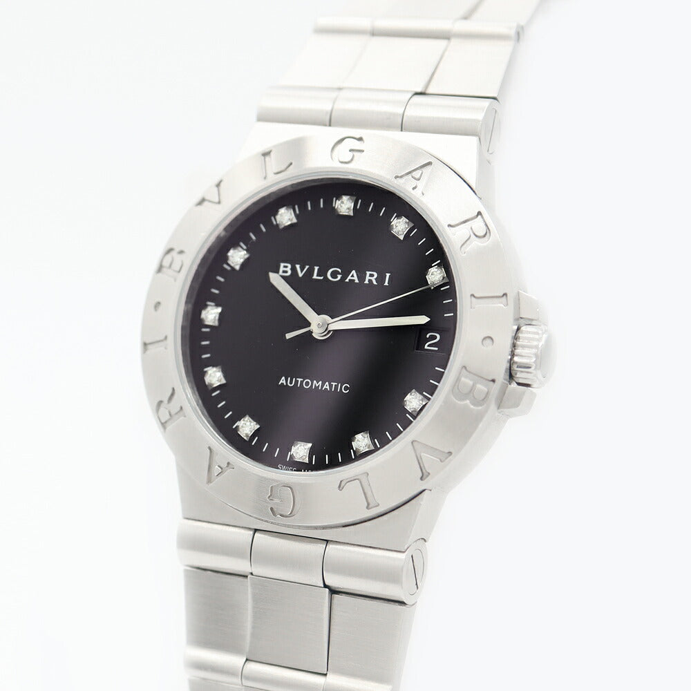 BVLGARI ブルガリ ディアゴノ スポーツ 11Pダイヤモンド LCV35S デイト 黒 ブラック SS ステンレス メンズ 自動巻き【6ヶ月保証】【腕時計】【中古】