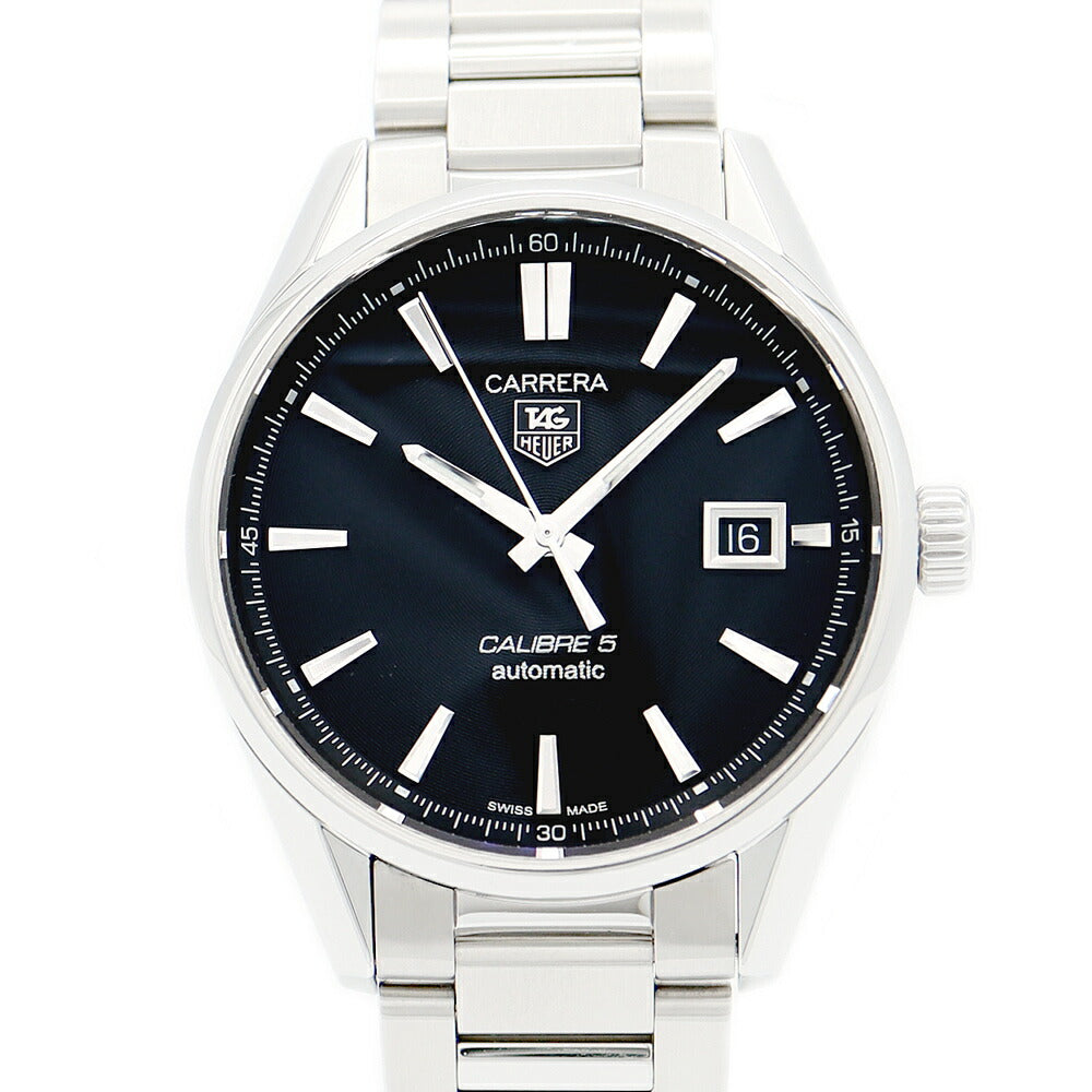内部点検済 TAG Heuer タグホイヤー カレラ CALIBRE5 キャリバー5 WAR211A BA0782 デイト 黒 ブラック SS ステンレス メンズ 自動巻き【6ヶ月保証】【腕時計】【中古】