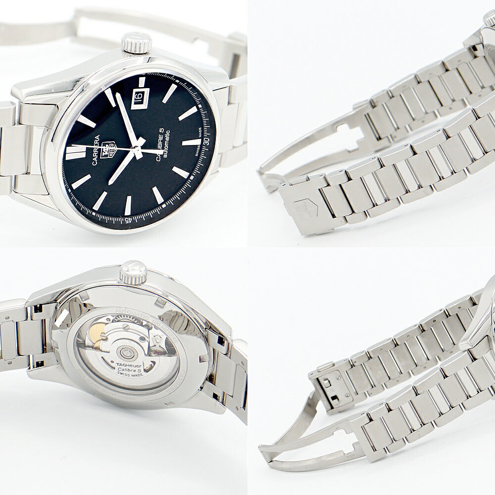 内部点検済 TAG Heuer タグホイヤー カレラ CALIBRE5 キャリバー5 WAR211A BA0782 デイト 黒 ブラック SS ステンレス メンズ 自動巻き【6ヶ月保証】【腕時計】【中古】