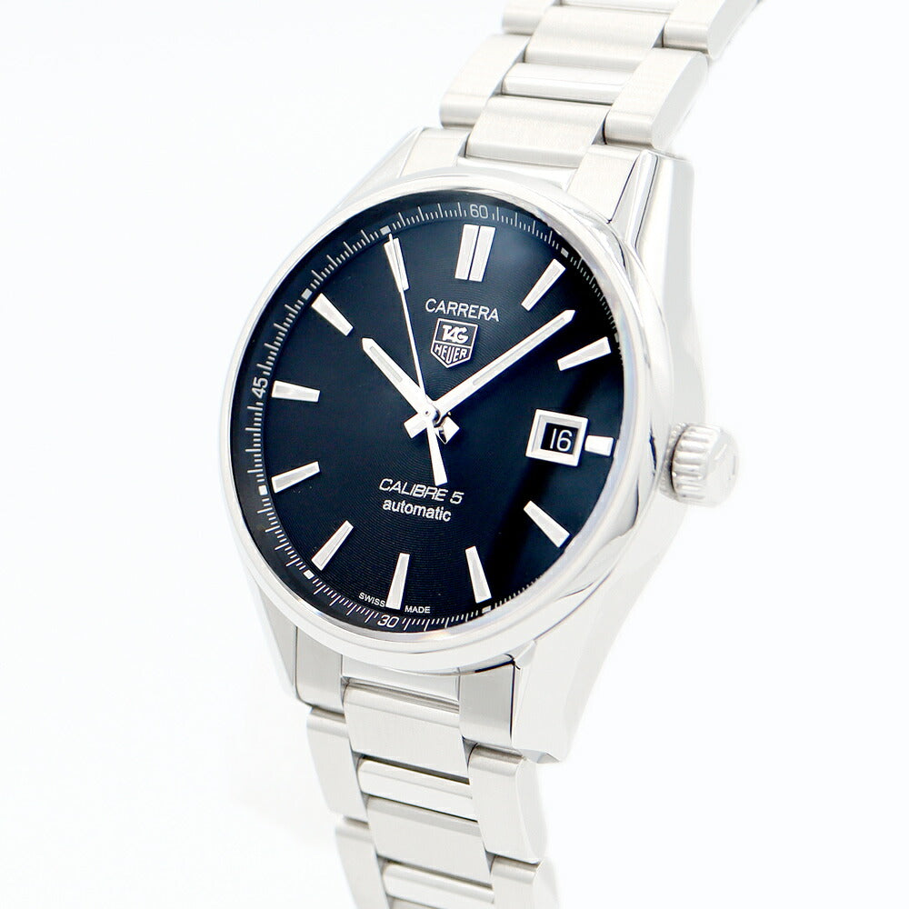 内部点検済 TAG Heuer タグホイヤー カレラ CALIBRE5 キャリバー5 WAR211A BA0782 デイト 黒 ブラック SS ステンレス メンズ 自動巻き【6ヶ月保証】【腕時計】【中古】
